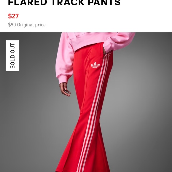 Adidas Red Track Pants with White Stripes - Picture 9 of 14